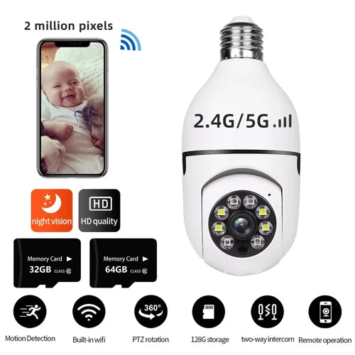 💥5G Wireless Wifi Light Bulb Security Camera