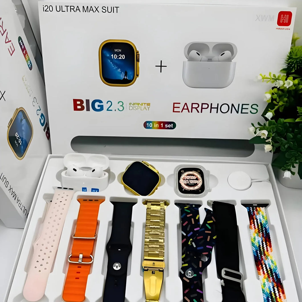 i 20 Ultra Max Suit 10 in 1 Smart Watch With Airpods Pro